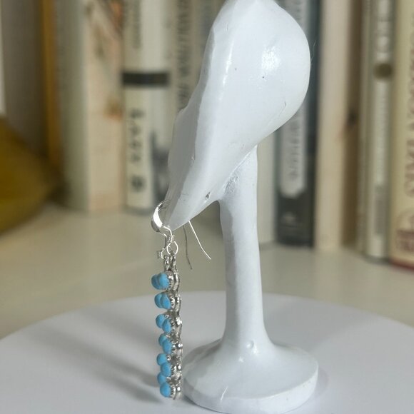 💎 Turquoise Delicate Drop Earrings - Unique Handmade Sterling Silver Jewelry - Picture 6 of 12